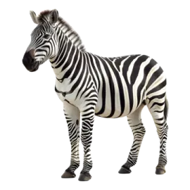 a zebra standing in front of a white background