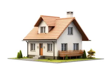 a small house with a brown roof