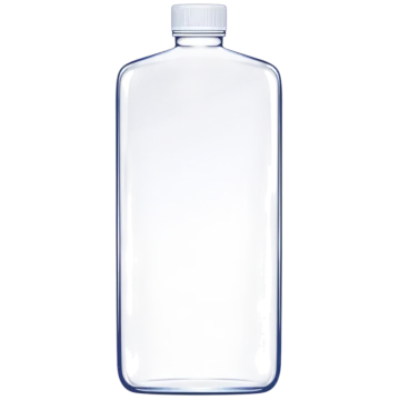 a glass bottle with a white cap