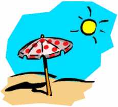 a drawing of an umbrella on the beach