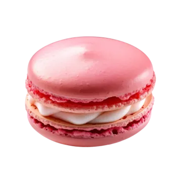 a close up of a pink macaron
