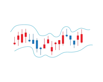 a red and blue candle pattern on a white background