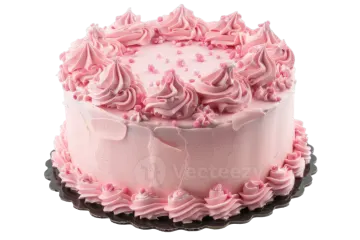 a cake with pink frosting on top