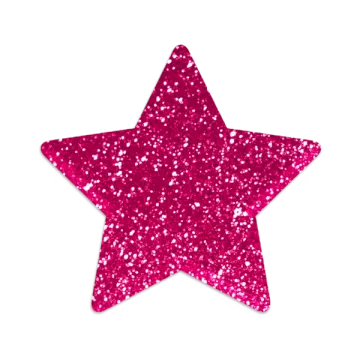 pink glitter star on white background