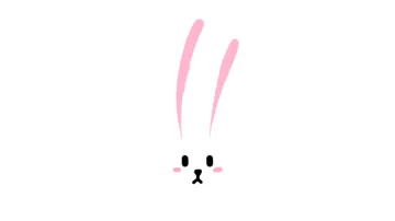 a white rabbit face with pink ears