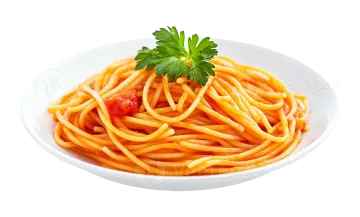 a bowl of spaghetti with tomato sauce and parise
