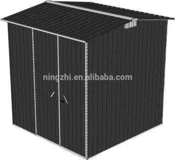 a metal shed with the door open