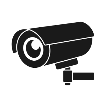 a black and white image of a camera