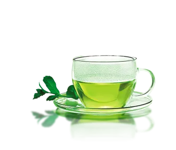 a glass cup filled with green tea
