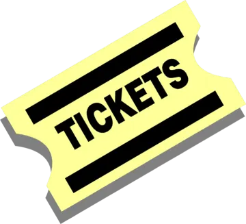 a ticket with the word tickets on it