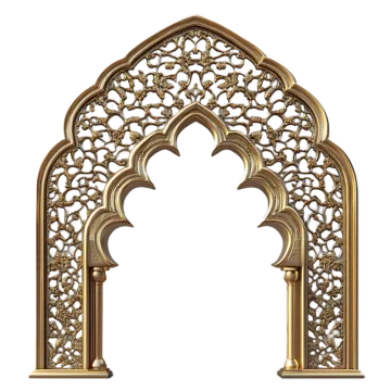 a golden arch with an intricate design