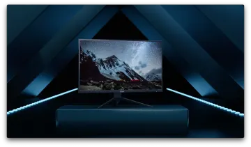a tv on display in a dark room