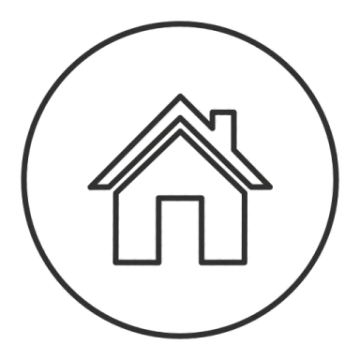 a black and white icon of a house