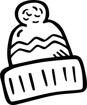 a black and white drawing of a winter hat