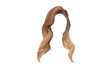 a blonde wig with long wavy hair on a white background