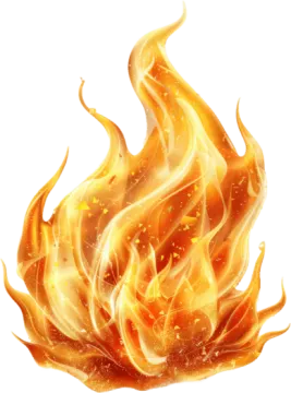 a burning fire on a white background