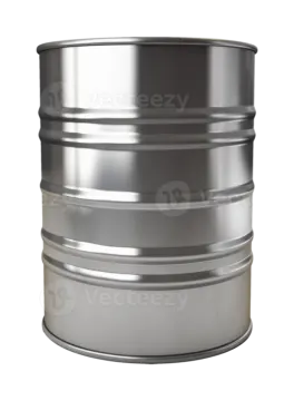 a metal barrel on a white background