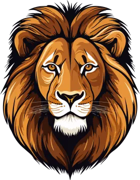 a lion head on a white background