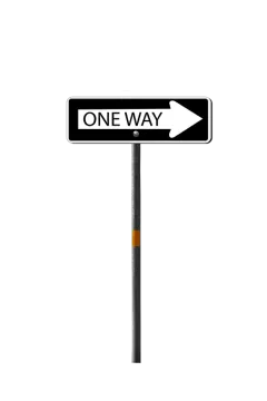 a street sign with an arrow pointing to one way