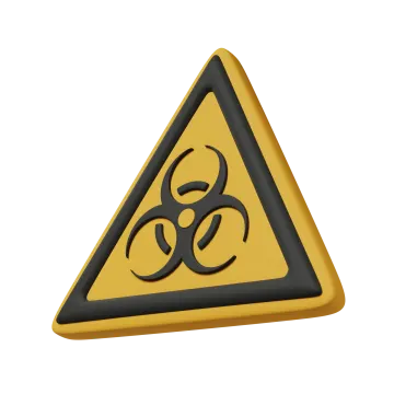 a yellow triangle with a bio symbol on it