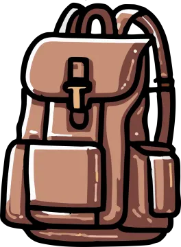 a brown backpack on a white background