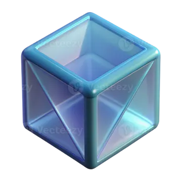 a blue cube on a white background