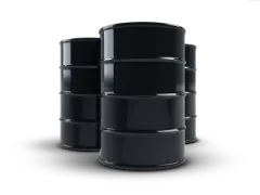 a stack of black barrels on a white background
