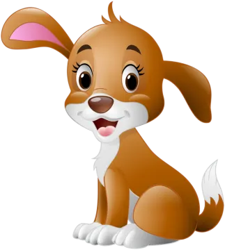 a cartoon dog sitting on the floor
