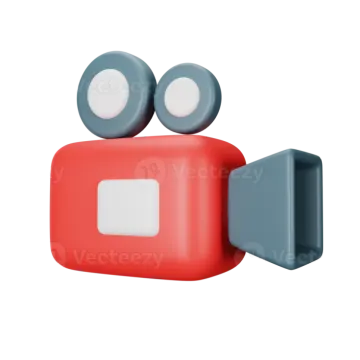 a red camera with two lenses on it
