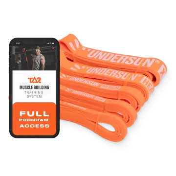 a pair of orange resistance bands with the text,'msa training system '