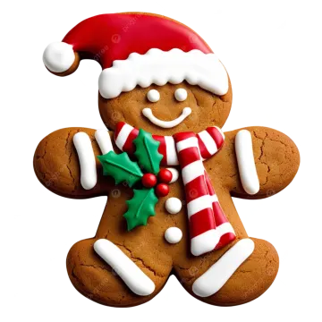 a ginger cookie with a santa hat and candy cane