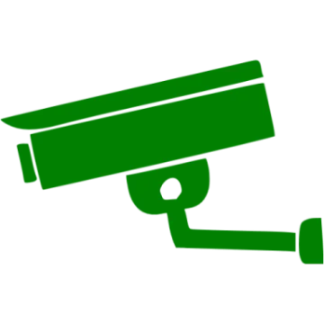 a green surveillance camera