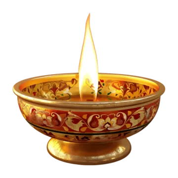 an oil lamp with a flame in it