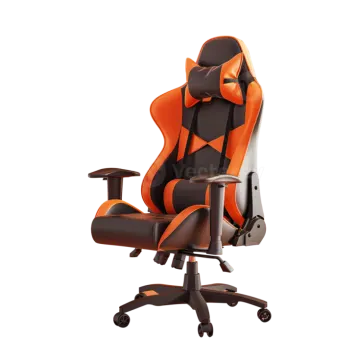 an orange and black office chair
