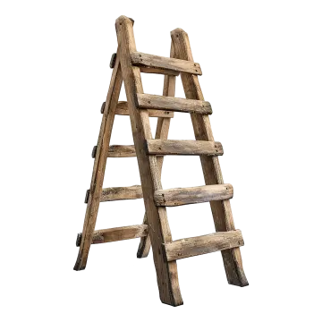 an old wooden ladder on a white background