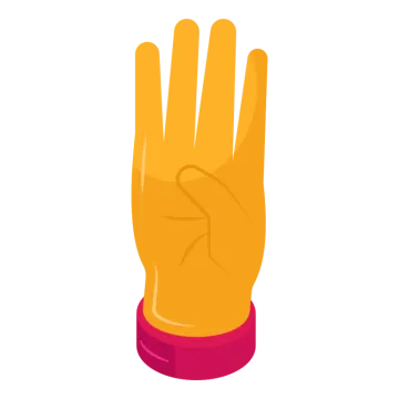 a yellow glove on a white background