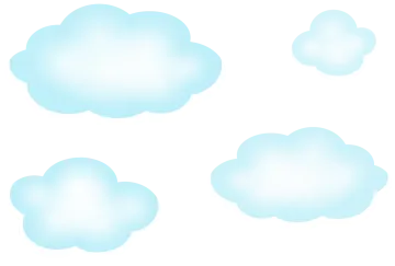 a set of four blue clouds