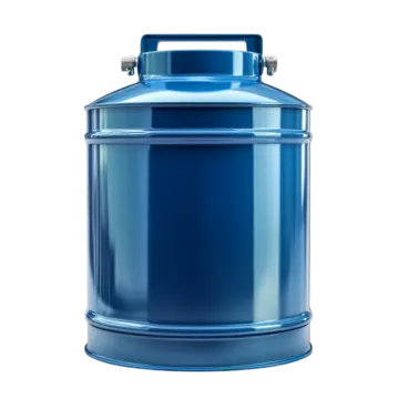 a blue canister on a white background