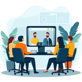 a group of people sitting around a conference table