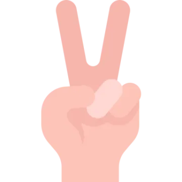 a hand showing the peace sign
