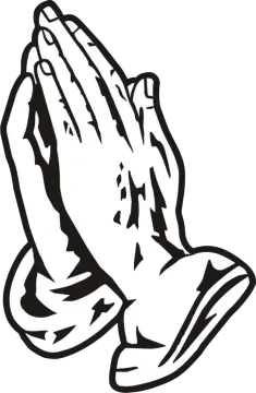 a black and white image of praying hands