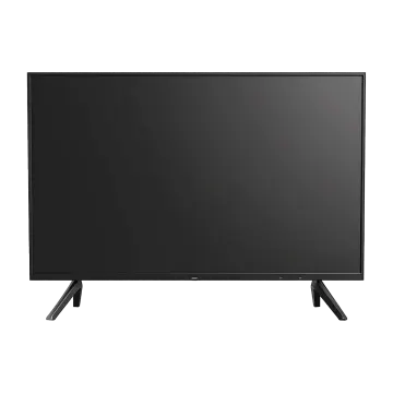 a black tv on a white background