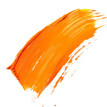 an orange paint stroke on a white background