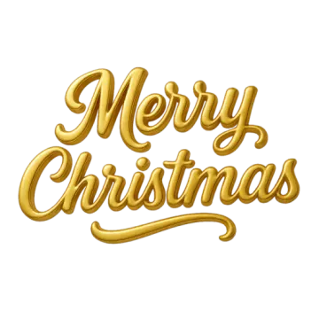 gold merry christmas lettering on white background