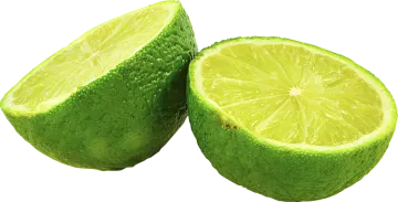 two limes on a white background