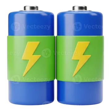 two batteries with lightning symbol on them