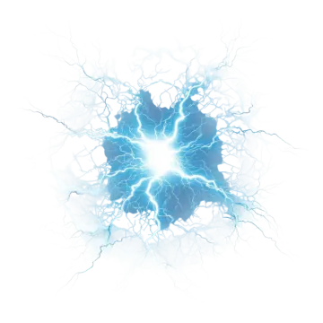 a blue lightning bolt in the center of a white background