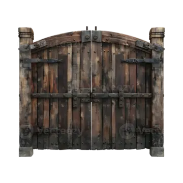 an old wooden door on a white background