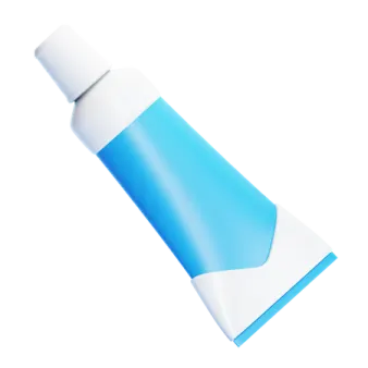 a white tube with blue paint on it