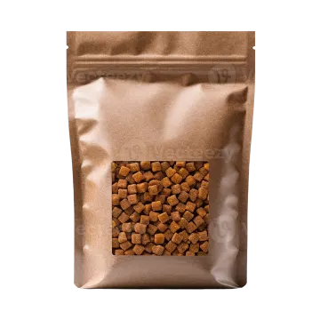 a bag of dog food on a white background